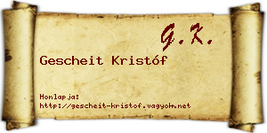 Gescheit Kristóf névjegykártya